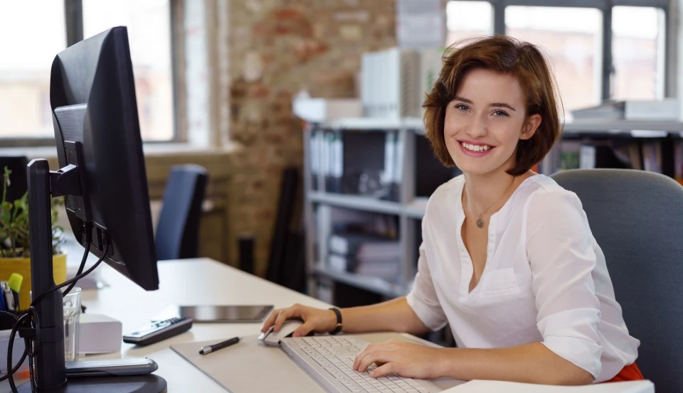 Smiling Woman in Office